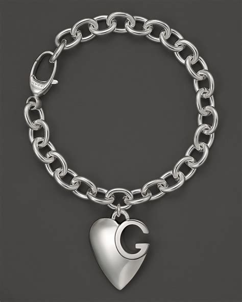 gucci heart bracelet gold|Gucci sterling silver charm bracelet.